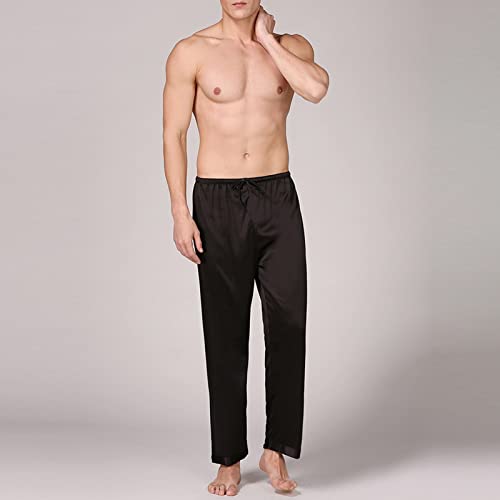 JEShifangjiusu Mens Satin Pyjamas Pants Soft Sleep Bottoms Lounge Pants Lounge Drawstring Silk Satin Pajama Pants M~3XL3