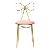 FARDIESER Pink Metal Butterfly Dressing Chair, Velvet Cushion Metal Frame Chair Lounge Dresser Chair with Bow Backrest and Velvet Cushion Used for Bedroom Home Garden Living Room(Light Pink)