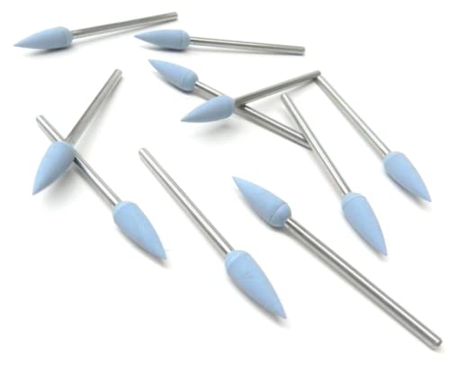 Silicone Blue Fine Pointed Teardrop Polisher 15.5mm x 5.6mm Made in Germany Pack of 10 by JTS