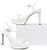 Tacones altos con tiras CELLENZ para mujer: 4.3 pulgadas, zapatos de novia para boda, fiesta, tacón sexy, sandalias de plataforma cómodas, satín negro, blanco, azul, rosa fuerte 5