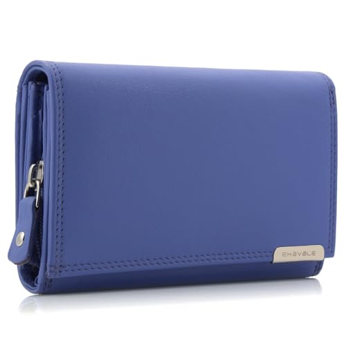 ekavale Geldbörse Damen Leder mit RFID-Schutz 25 Fächer Damen Portemonnaie Lang (Lila)