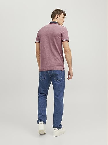 Jack & Jones Herren Slim Fit Polo Shirt JJEPAULOS Uni Sommer Hemd Kragen Kurz Arm Basic Pique Cotton, Rio-rot , S 3