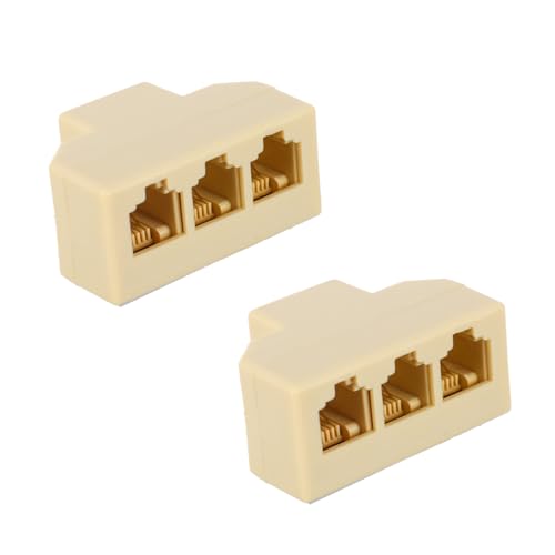 Angoily 2pcs Socket Splitter Adapter Triple Female Telephone Wall Connector for Landline Use Compact and Phone Splitter for Easy Installation and Convenience