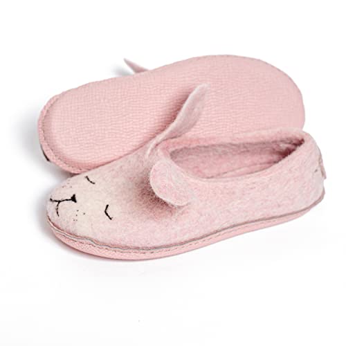 Natural Wool Slippers Bunny for Girs Boys Kids - Handmade Felted Wool Indoor House Home Shoes