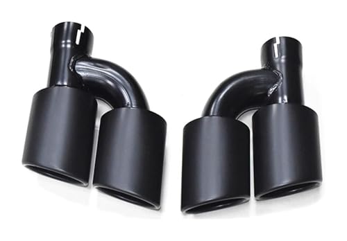 Tail End Pipe For A4 A5 A6 A7 Up To S4 S5 S6 S7 Muffler Tip 60mm Tailpipe Dual Out Stainless Steel Car Rear Exhaust Pipe(Black a)