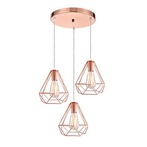 Lampe à suspendre industrielle or rose pour éclairer la salle à manger