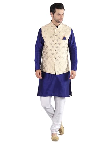 Image of Uri and MacKenzie Men's Silk Blend Kurta Pajama with Designer Ethnic Nehru Jacket /Modi Jacket