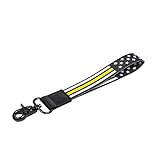 Great 1 Thin Gold-Yellow Line American Flag Wristlet Keychain with Metal Clasp - Wrist Strap Lanyard for Car, Keys, ID Accessory