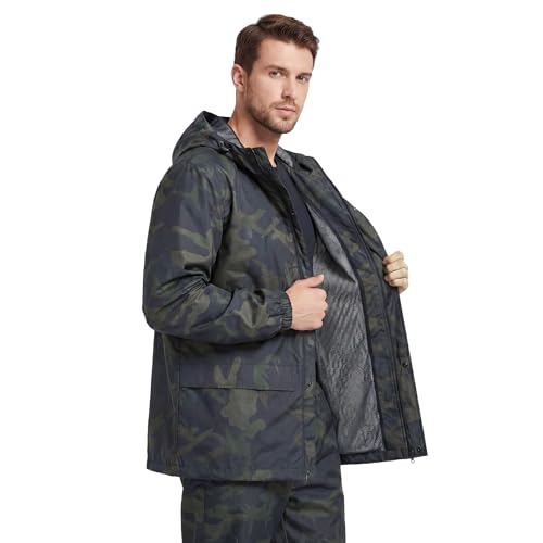 Image of LOOGU Men's Rain Suit - Rain Gear for Men Waterproof, Lightweight Rain Coat, Breathable Mens Rain Jackets Hood and Pants