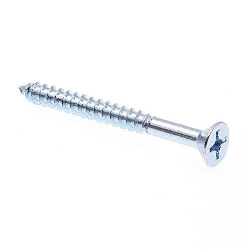 Tornillos para madera PRIME-LINE 9036610, cabeza plana, Phillips, #14 x 2.5 pulg., recubiertos de zinc (paquete de 100) miniatura 1
