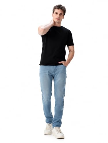 Image of Minus One Slim Fit Stretchable Mid Rise Jeans for Men | Mens Denim Cotton Pants | Stylish Ankle Length Jean