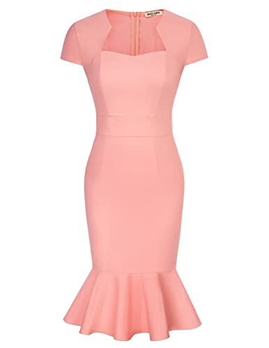 GRACE KARIN Damen Wunderschönes Arbeitskleid Bleistiftkleid Flügelärmel Sexy Bodycon Kleid, Pink-Fishtail, Mittel