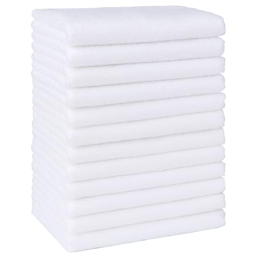 Image of HOMEXCEL Baby Washcloths 12 Pack-Microfiber Coral Fleece Baby Bath Face Towel 7 x 9 Inch Extra Absorbent Soft Burp Cloth and Wash Cloths for Newborn-Infants and Toddlers,White
