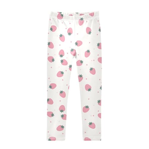 Pink Strawberry Girls Leggings,Workout Leggings for Girls Toddler Athletic Legging Size for 3-10T