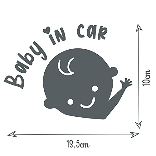 P007 | Baby in Car Aufkleber 14cm x 10cm Auto Sticker Babyaufkleber Autoaufkleber Vinyl Baby on board (V1 Junge, Weiss)