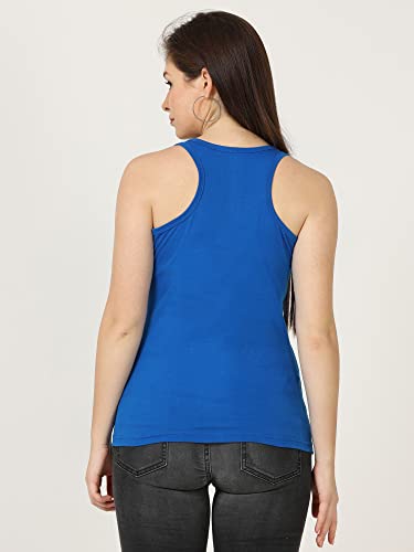 Image of FLEXIMAA Women's Cotton Plain Round Neck Sleeveless T-Shirt