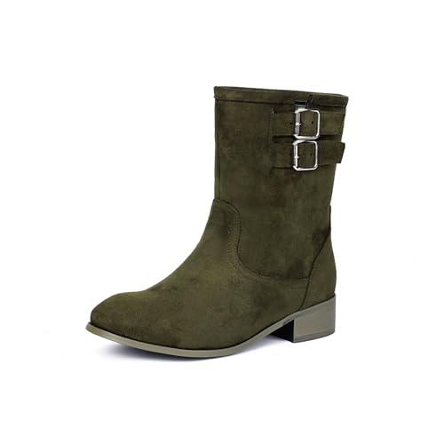 Bottines vintage en daim vert avec boucle de qualité supérieure - 5