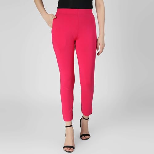 Image of ON&ON Women's Cotton Stretchable Slim Fit Straight Pants Trouser for Casual Wear and Office Wear