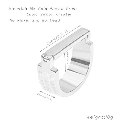 Mens Tie Ring Tie Clasp Necktie Clips Holder Bar Accessories For Necktie Gold Silver Tone (Gold Ring Clear Crystal) #TOP6