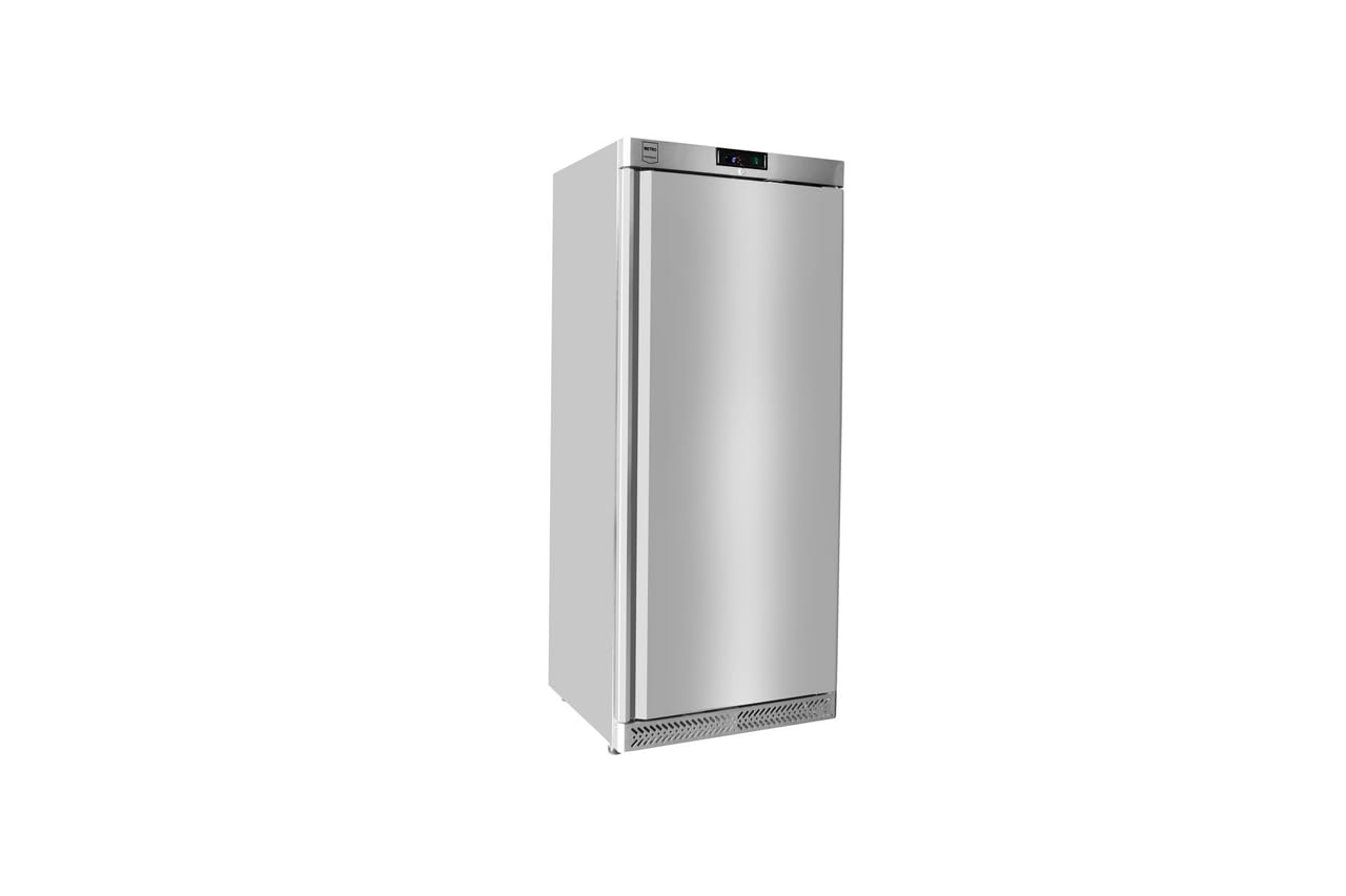 METRO Professional Réfrigérateur pro GRE6400S, Acier inoxydable, 59.5 x 64 x 188.5 cm, 240 L, ventilateur statique, 300 W, serrure, argent