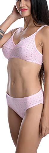 Image of FIMS - Fashion is my style Cotton Bra Panty Set for Women, Non-Padded, Non-Wired, Seamed, Polka Dot, Lingerie Set, Multi-Color, Cup-B, See Main Image to Know How Many Sets You Will Get