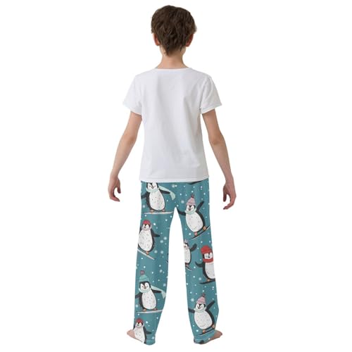 ZZXXB Skating Penguin Boys Long Pants Soft Trousers Elastic Waist Kids Lounge Bottoms with Pockets S-XL3