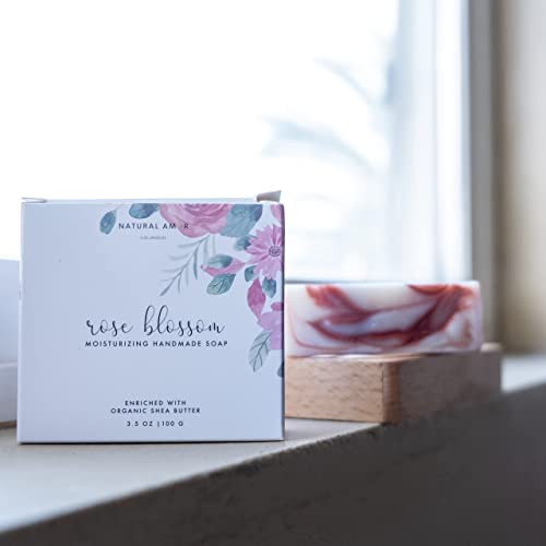 Natural Amor Handmade Soap Bar Variety 3 Pk, Natural Bar Soap Gift Set For Women, Essential Oils Scented (Rose, Lavender, Citrus),100% Vegan, 3.5Oz Each #TOP4
