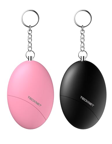 TECKNET Personal Safety Alarm for Women, 2 Pack Self Defense Keychain, 130dB Personal Alarm Loud Siren Safety Keychain for Girls Kids Elderly(Pink & Black)