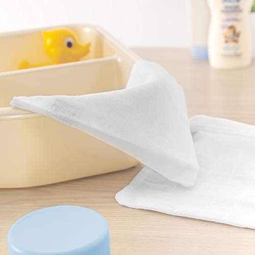 Miniatura 5 de Makian Manoplas Baño Bebe Set 10 Ud. Muselina Facial 17x20 Cm Gasas Bebe Algodon Muselina Bebe Blanca Certificado Oeko-Tex, Lavar A 90 C - Blanco