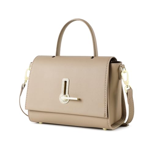 Small Satchel Bags for Women, Top Handle Handbag Crossbody Purse Shoulder Bags with Detachable Long Strap Clock Turn Lock