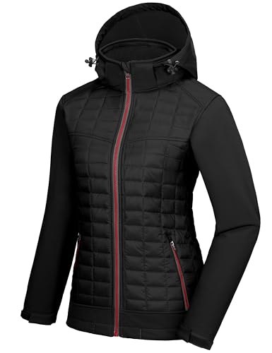 Little Donkey Andy Women's Lightweight Insulated Hybrid Jacket for Hiking Running Ski Thermal Warm with Removable Hood3