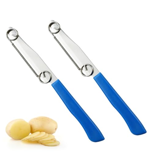 LAKPYN 2 Pezzi Quick Slicing Knife, 2-in-1 Multifunctional Vegetable Fruit Knife, Coltello Per Affettare Rapidamente con Molla Regolabile, Pelapatate Multifunzione in Acciaio Inossidabile