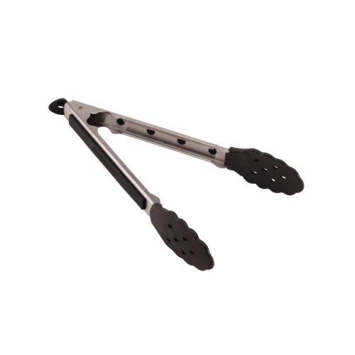 Preisvergleich Produktbild KitchenAid Grillzange, Bratwurstzange, Steakzange, Fleischzange, Edelstahl mit Silikonköpfen SCHWARZ