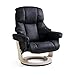 Produktbild Ibbe Design Schwarz Stoff Drehbar XXL Relaxsessel mit Hocker und Manuell Verstellbar Relaxfunktion Stressless Fernsehsessel Crown, 83x88x107 cm