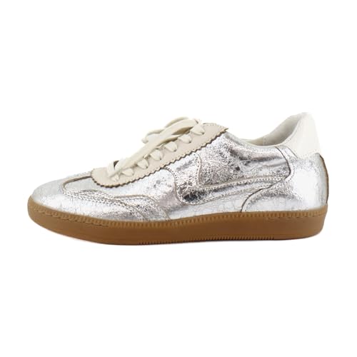 Image of Dolce Vita Notice Women's Fashion Sneakers Silver Distressed Leather Size 11 M