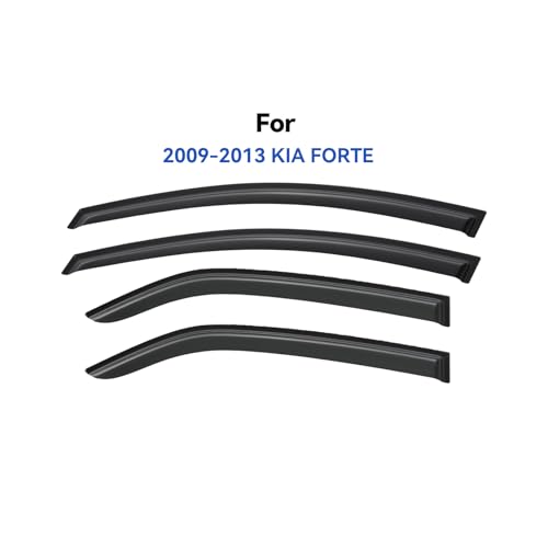 Image of Window Visors Rain Guards for 2009 2010 2011 2012 2013 Kia Forte, Out-Channel Window Vent Wind Deflectors Visors Shades for 09 10 11 12 13 Kia Forte