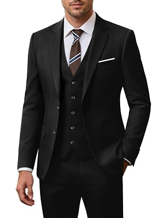 Men's Slim Fit 3 Piece Suit Set Two Button Blazer Jacket Vest Pants-image-12