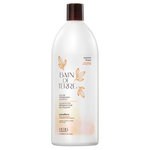 Bain de Terre Passion Flower Color Preserving Shampoo, for Vibrant Color & Protection from Fading, with Argan & Monoi Oils, Paraben-free, Vegan