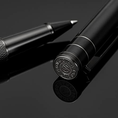 Image of Hongdian Matte Black Forest Rollerball Pen with Schmidt Black Ink Refill, Classic Design with Metal Case for Business Signature