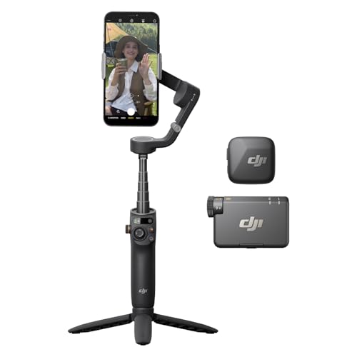 DJI Osmo Mobile 6 (Gris Pizarra) + DJI Mic Mini (1 TX + 1 RX), estabilizador para Smartphones, micrófono inalámbrico, Sonido Lleno de Detalles, DJI OsmoAudio, cancelación de Ruido Activa