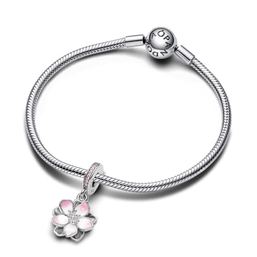 PANDORA Moments Cherry Blossom Dangle Charm - Sterling Silver Charm with Cubic Zirconia & Enamel - Jewelry for Women - Includes Gift Box4