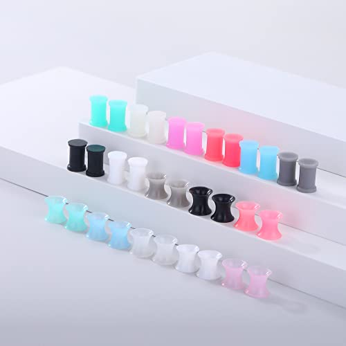 Jusway Gauges For Ears Silicone Ear Plugs And Tunnels Ear Stretching Plugs Lobe Tunnles 2G Gauges(32Pcs) #TOP2