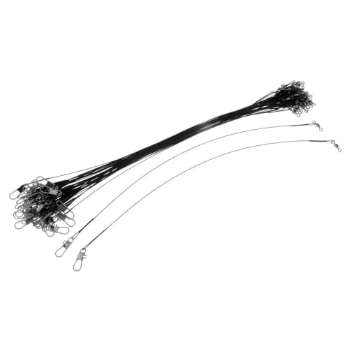 50 piezas de líderes de pesca en acero inoxidable con snap y swivel