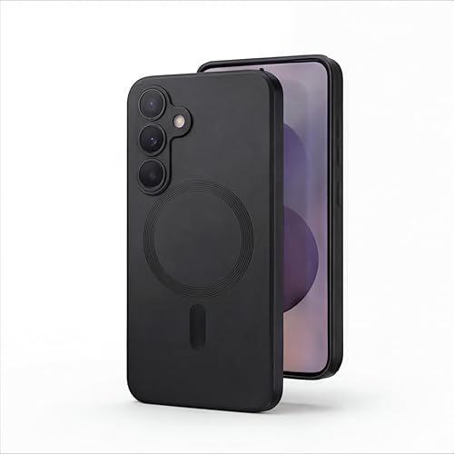 Image of amazon basics Premium Mag-Safe Case for Samsung Galaxy A17 5G | Shockproof & Anti-Scratch Cover | Soft Silicone with Wireless Charging | Camera Lens Guard - Black