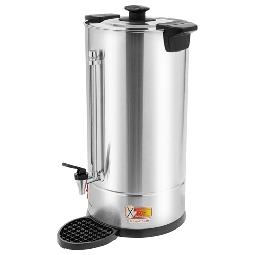 Commercial Coffee Urn, 1500W Stainless Steel Hot Beverage Dispenser Hot Water Urn 25L with Water Collecting Tray (Silver)