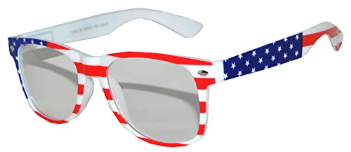 Image of OWL Classic American Flag Sunglasses USA Patriot Colored Lens 4th of July