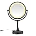 Conair 3-Way Touch Control Double-Sided Lighted Makeup Mirror - Lighted Vanity Makeup Mirror; 1x/7x magnification; Matte Black Finish