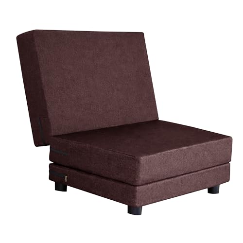 Image of Convertible 3 * 6 Single Seater Sofa Cum Bed | Foldable Sofa Bed for Apartments & Studio Rooms (Brown, Leg Sofa)