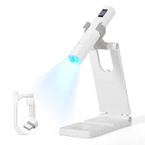 Saviland U V Lampe für Gelnägel mit Halterung: Flash Cure Lampe mit 20s/60s Countdown Timer LCD Display 200 mAh Wiederaufladbare LED Nagellampe für Gel Nägel polieren Strass Dekoration DIY Hause
