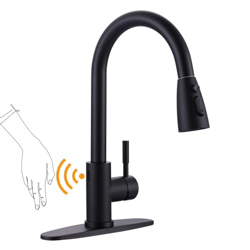 WOWOW Matte Black Touchless Kitchen Faucet with Sprayer